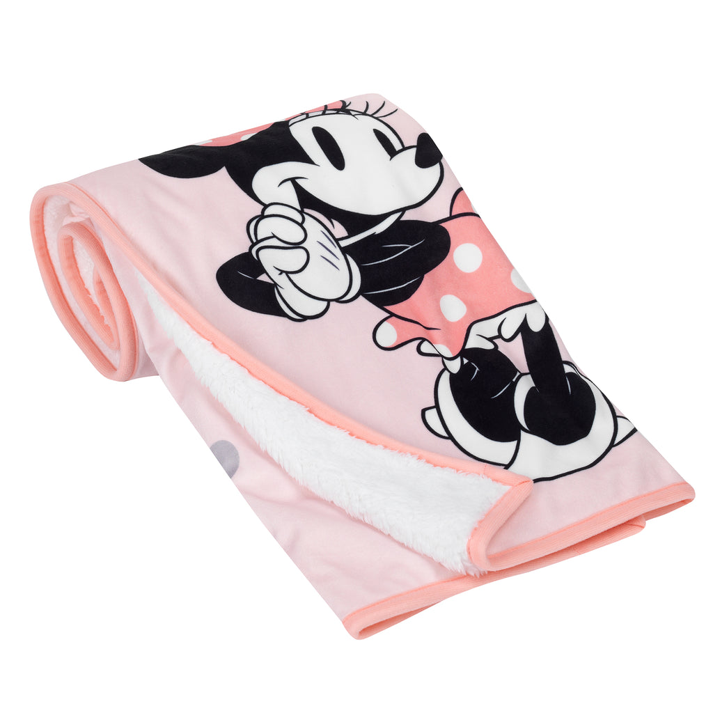 Disney Baby MINNIE MOUSE Picture Perfect Pink Sherpa Baby Blanket