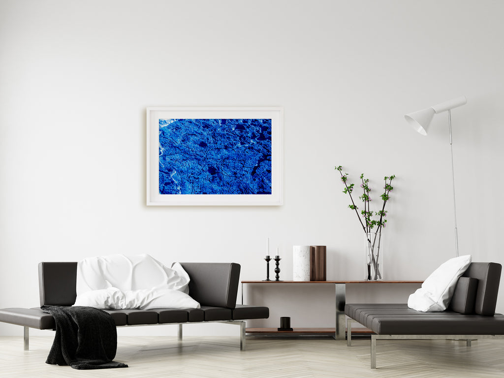 Vibrant Blue Abstract Art Print NZ