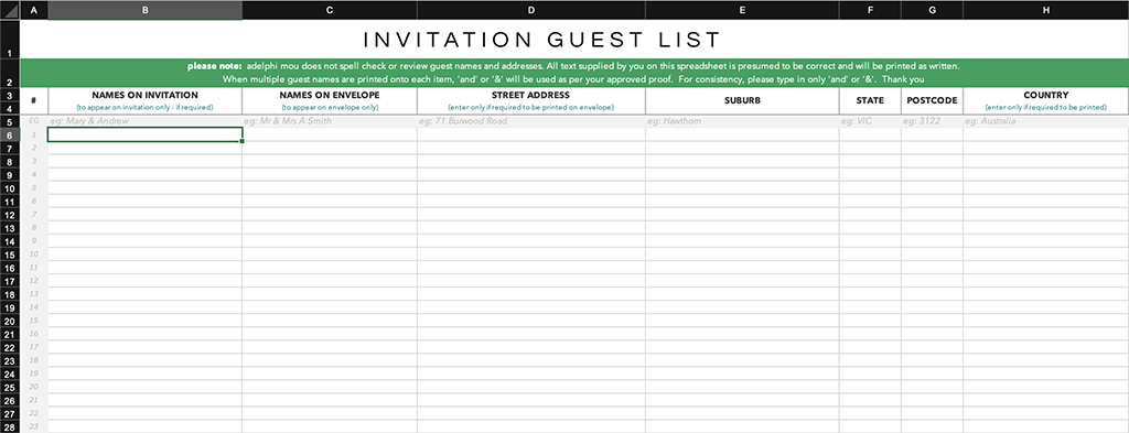 adelphi mou - guest list template example