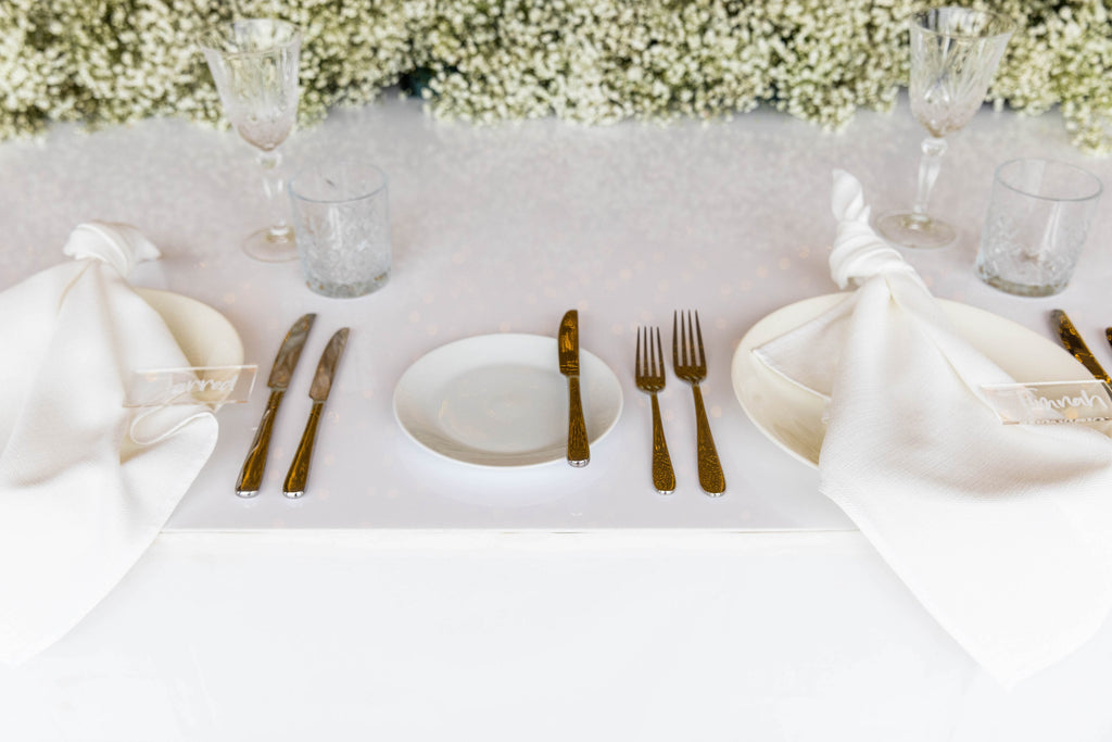 acrylic wedding place card, clear acrylic with white ink