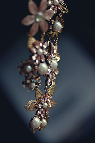 Flower necklace with a black background