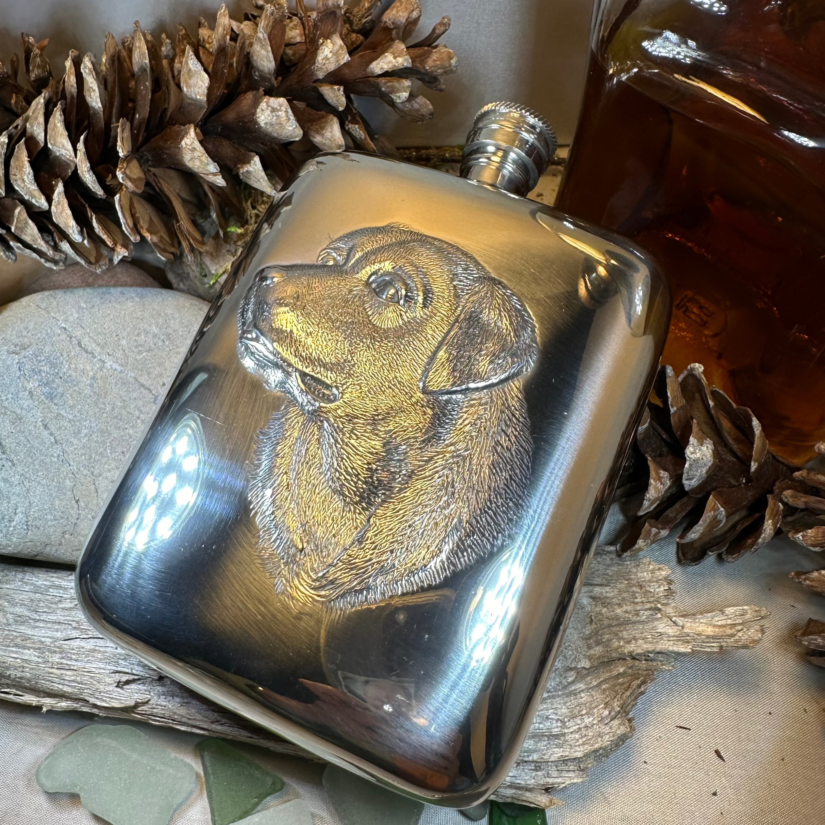 Faithful Friend Labrador Retriever Pewter Hip Flask