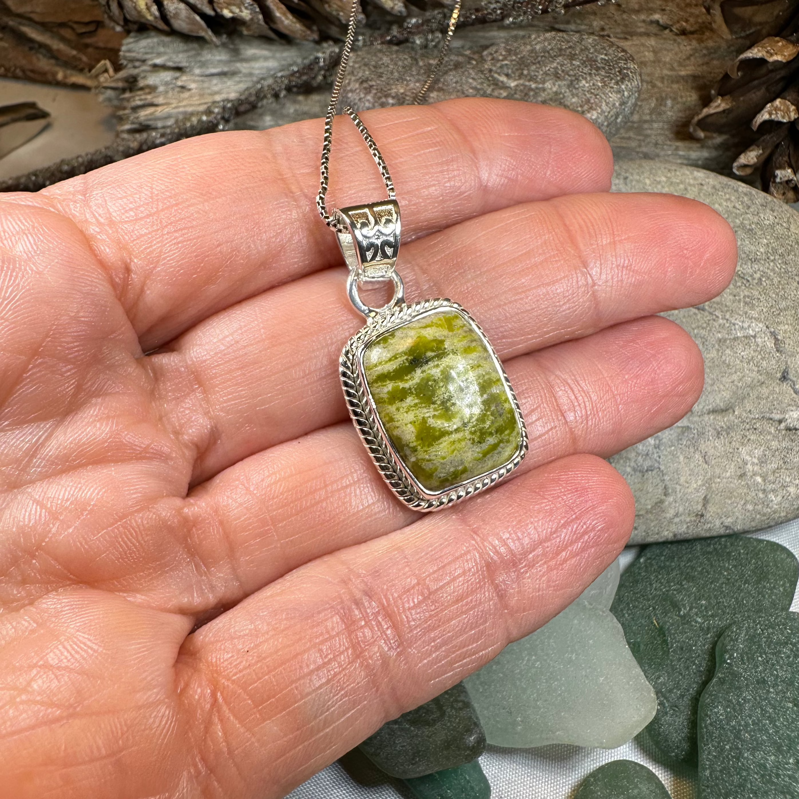 Connemara Marble Irish Rectangle Necklace