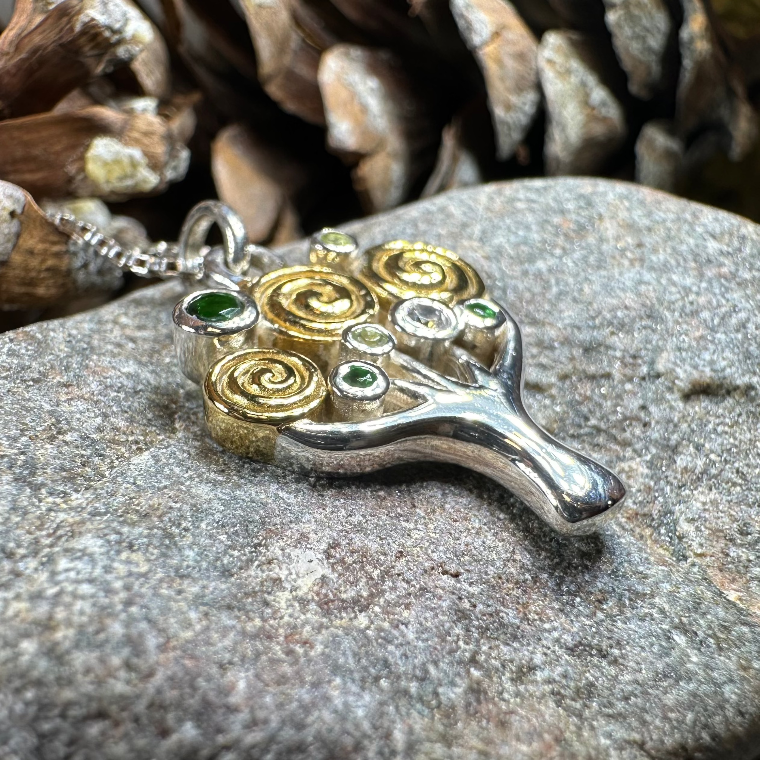 Shades of Green Tree of Life Necklace
