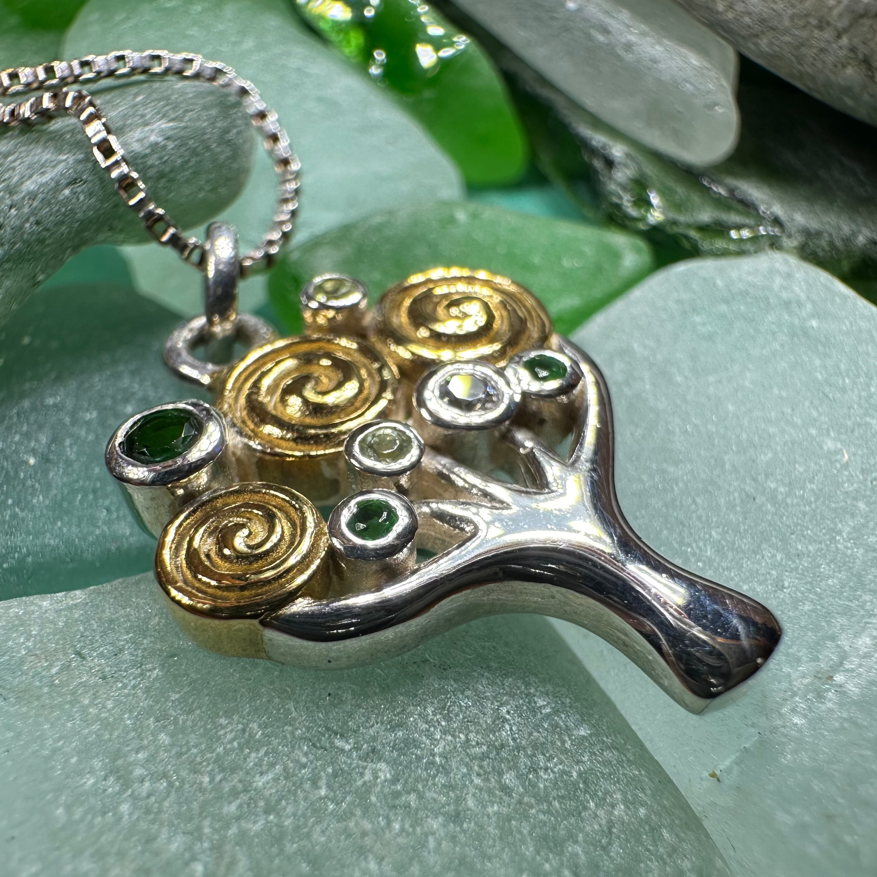 Shades of Green Tree of Life Necklace