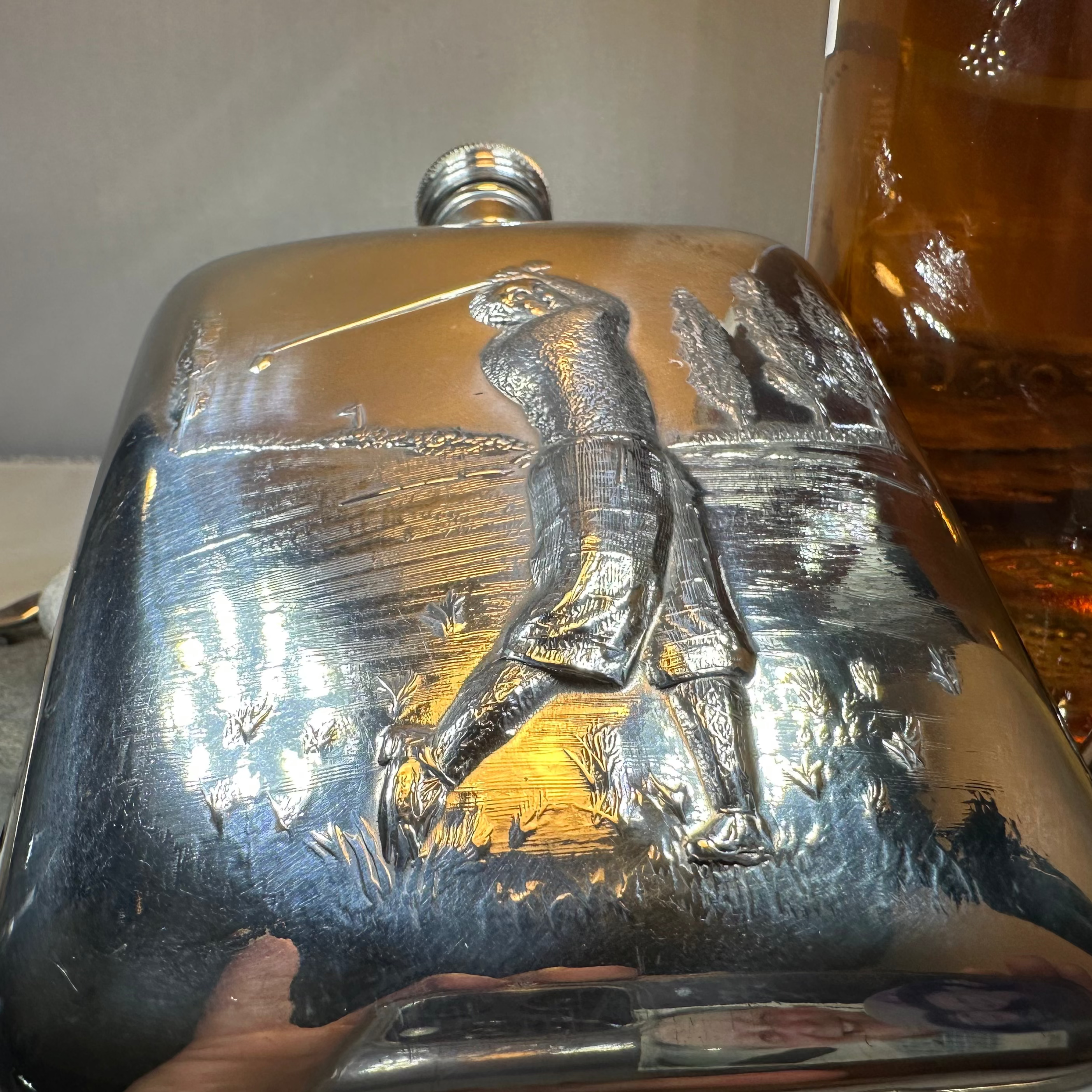 Scottish Golfer Pewter Hip Flask