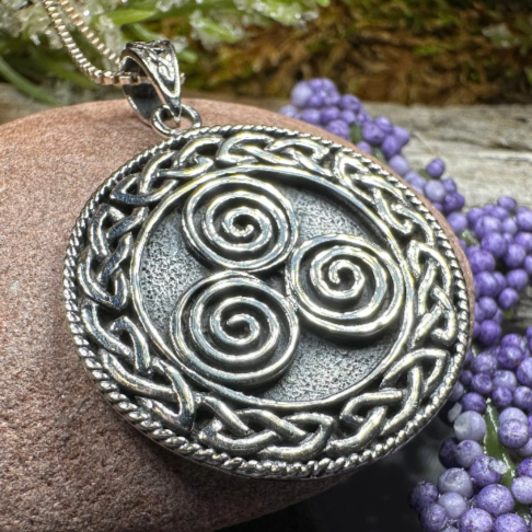 Baldur Jewelry - Triskelion Celtic Spiral Pendant Necklace With Adjustable  String - Triskelion Necklace Celtic Spiral Jewelry - Triple Spiral Necklace