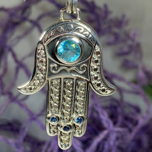 Benevolent Hamsa Hand Necklace – Celtic Crystal Design Jewelry