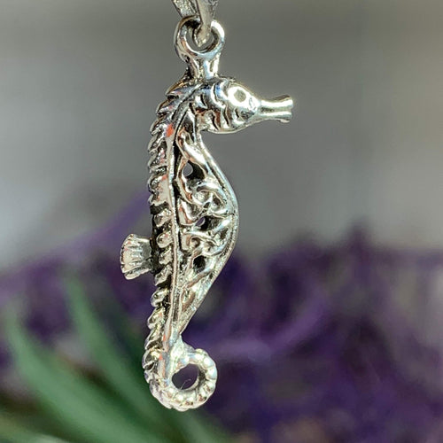 Buy Seahorse Silver Necklace Hand Engraved With Rainbow Moonstones Online  in India - Etsy