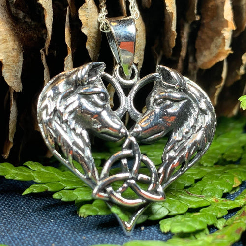 Celtic Wolf Love Necklace – Celtic Crystal Design Jewelry