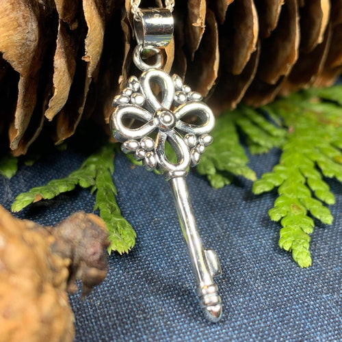 Key Necklace Little Silver Key Charm Celtic Jewelry New 