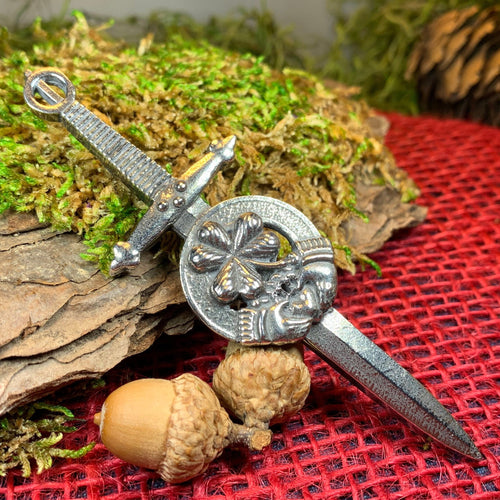 Celtic Sword Pewter Brooch Kilt Pin (Handmade in Scotland)