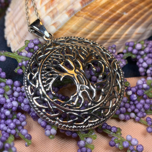 Aubrey Tree of Life Locket Necklace – Celtic Crystal Design Jewelry