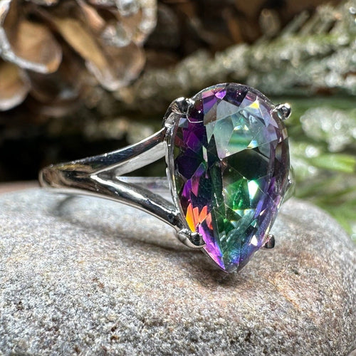 3.50 Cts Emerald Cut Rainbow Mystic Topaz Engagement Ring 14k Yellow Gold |  eBay