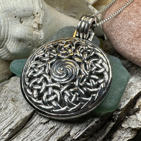 Gaeltide Triple Spiral Necklace – Celtic Crystal Design Jewelry