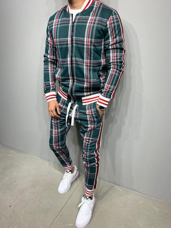 Men's Casual Plaid Tracksuits - VICOZI