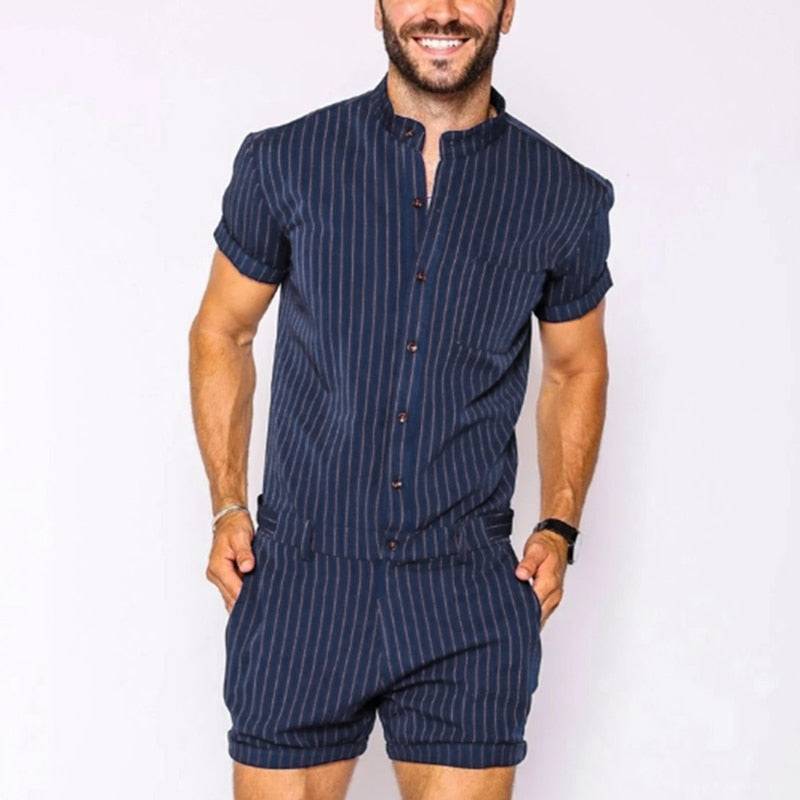 Men's Streetwear Striped Rompers