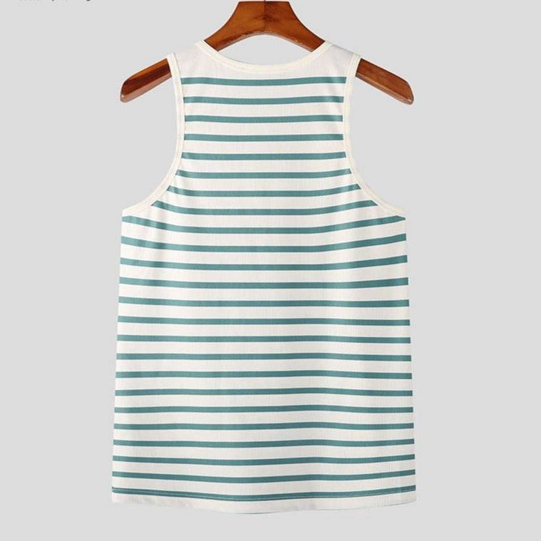 Buckle strap striped tank top for casual wear2