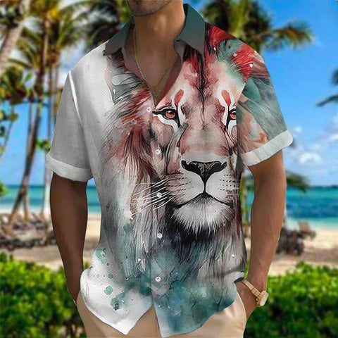 Colorful Lion Casual Shirt in men's fashion assortment including jackets, suits, shorts, shoes, big watches, oversized zip hoodies, and streetwear1