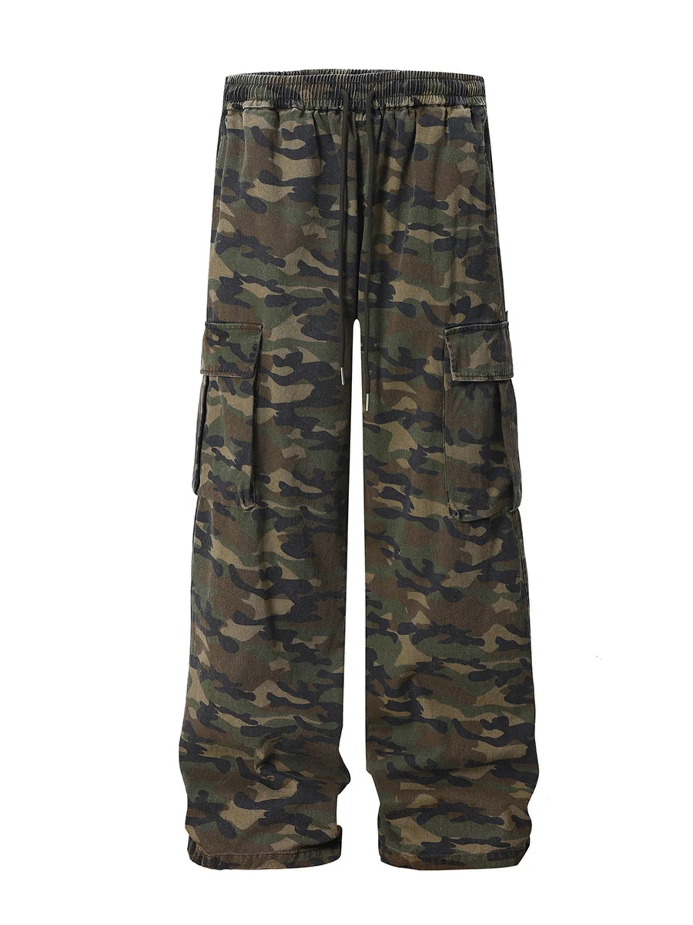 Men's Drawstring Camouflage Wide Leg Cargo Pants