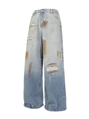 Men's Vintage Distressed Wide Leg Jeans - Keyo & Co.