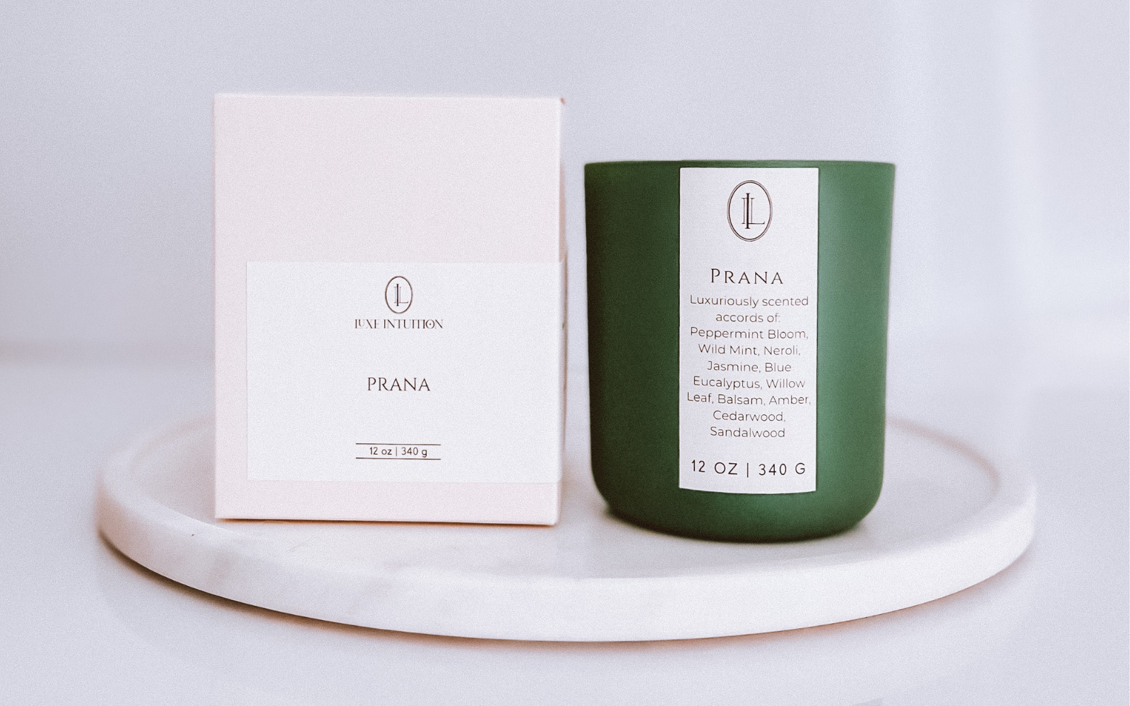 Prana scented wood wick candle and box