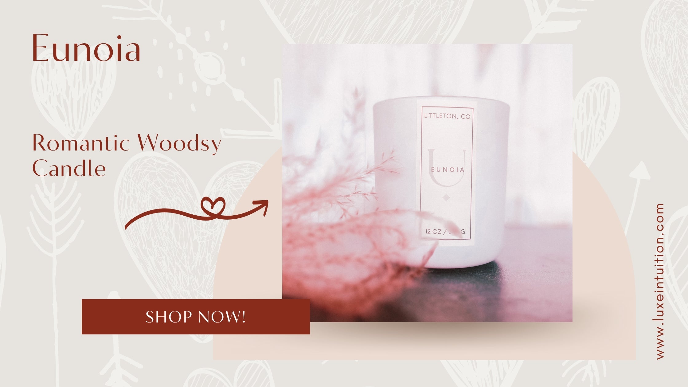 Eunoia Candle | Romantic Woodsy Scented Candle | Wooden Wick Candle