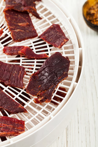 homemade beef jerky in a dehydrator