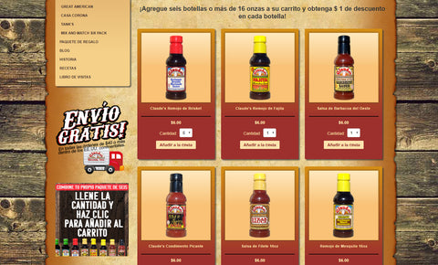 Claude's Sauces Mix and Match 6 pack webpage
