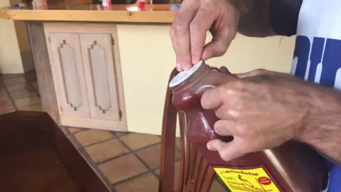 Opening a bottle of Tank's Bloody Mary Mix