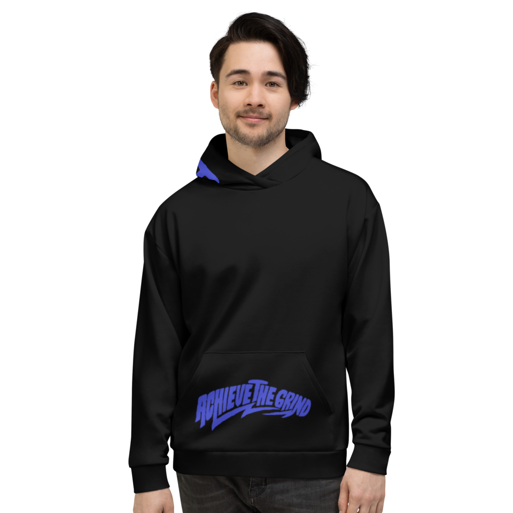 Men s BLACK BLUE Achieve The Grind Pocket Hood Graphic Hoodie