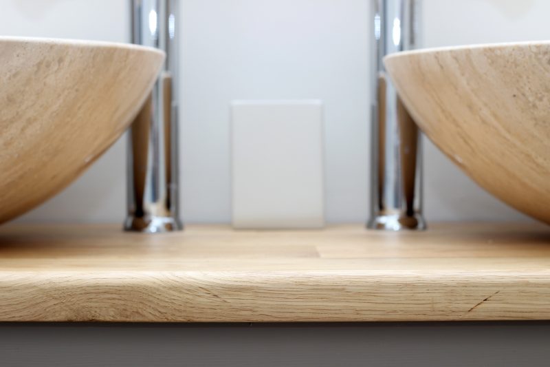 Oak Worktop bathroom sinks