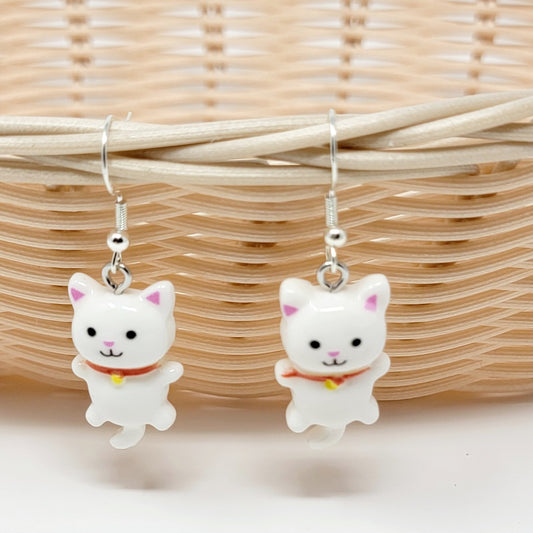 Earrings- White Cats