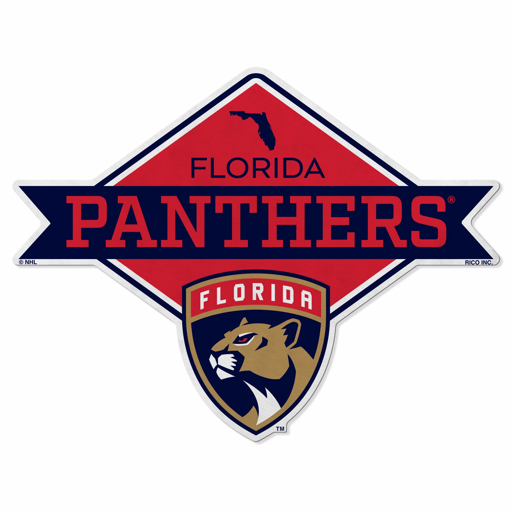 Panthers - Fl Shape Cut Logo With Header Card - Diamond Design