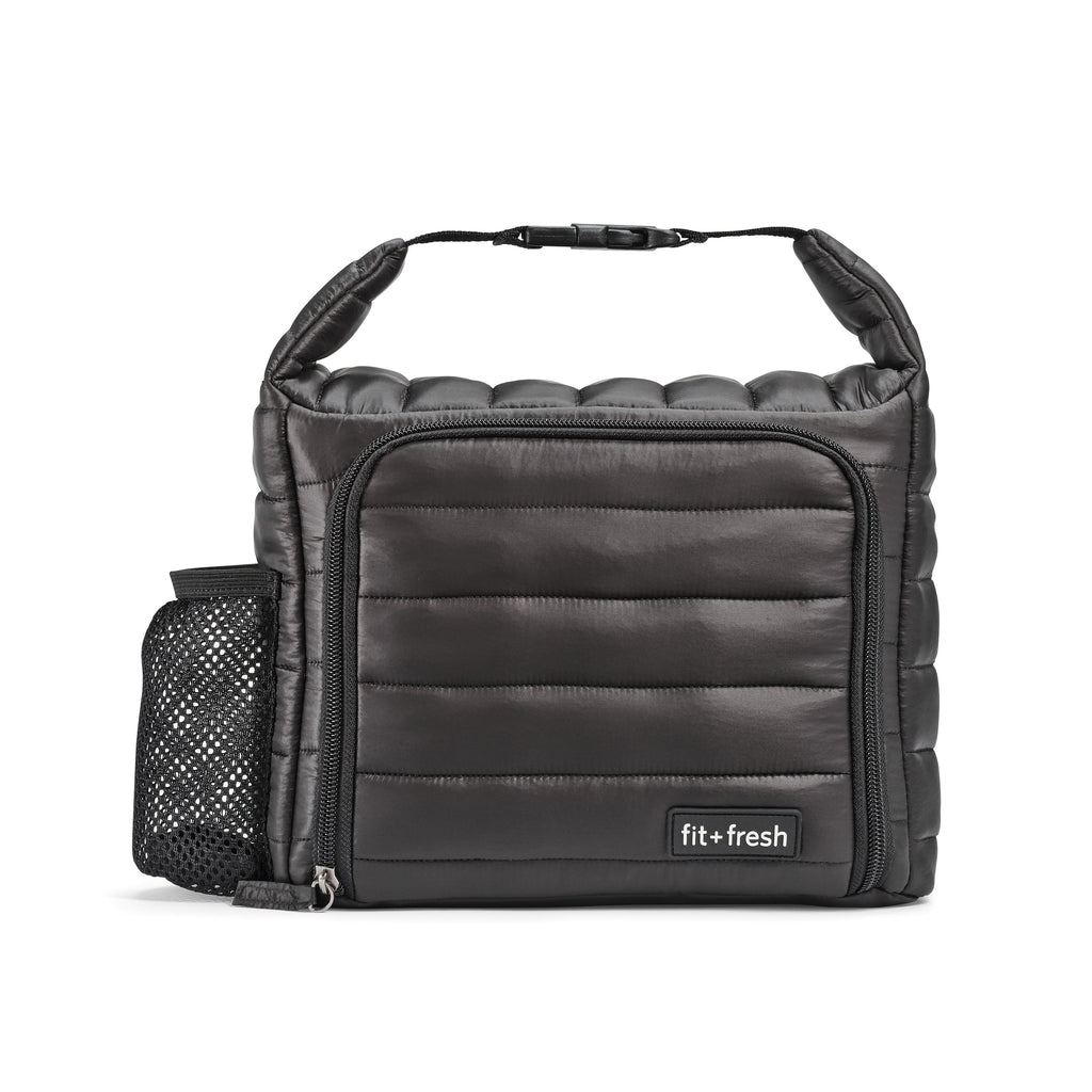 black quilted lunch bag