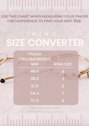 AW Boutique Ring Size Converter