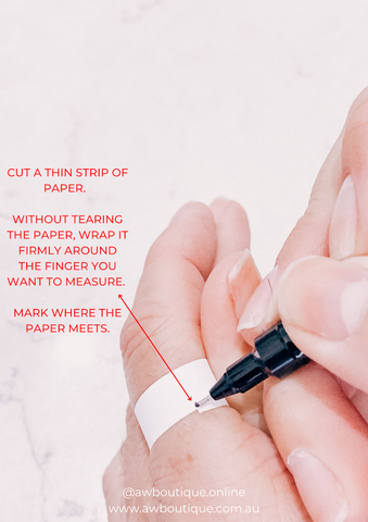 Measuring finger circumference to find ring size