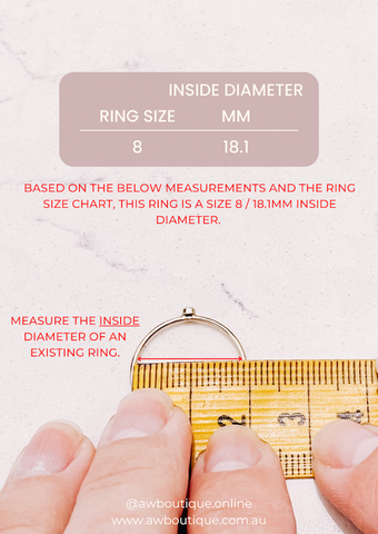 Measuring inner diameter of ring to find ring size