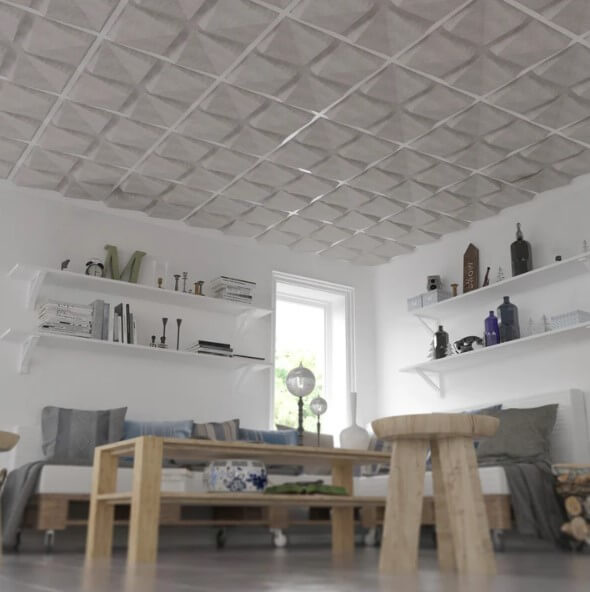 acoustic ceiling tiles in home living room