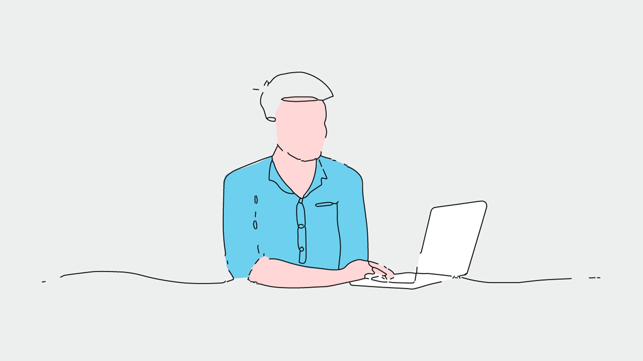 Illustration of a man on his laptop.