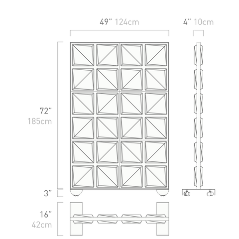 Shift room divider wall with casters dimensions.