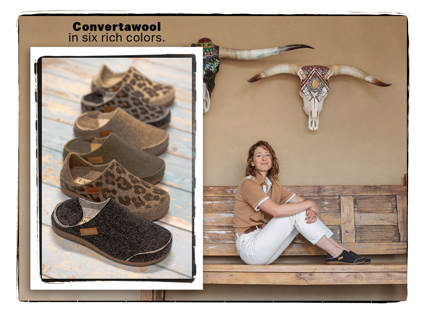 Taos Convertawool clogs in Six Rich Colors