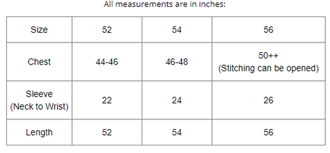 Now Now Jalabia Size Chart - Persian Boutique