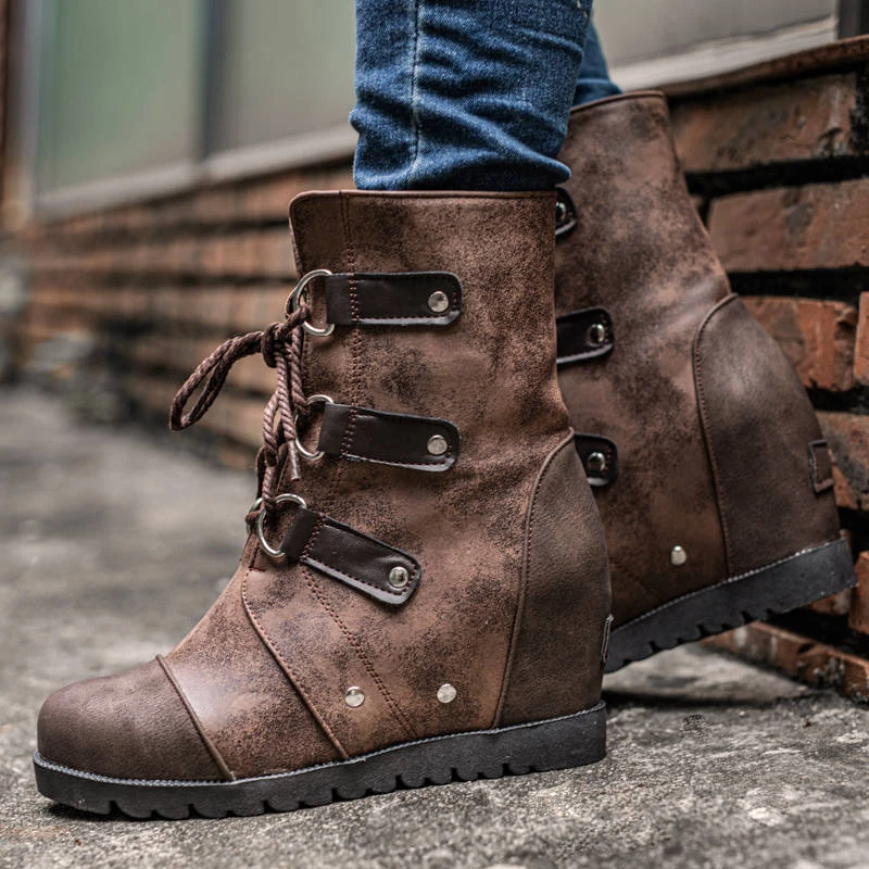 women's wedge mid waterproof leather boots