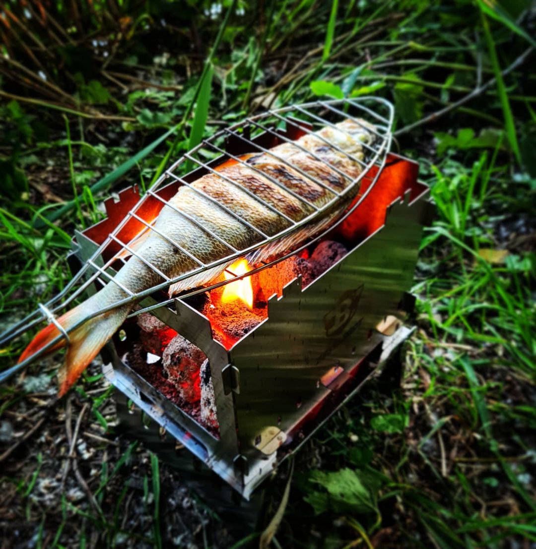 Camping poêle à bois Portable pliant en acier inoxydable sac à dos poêle  barbecue gril poêle pour