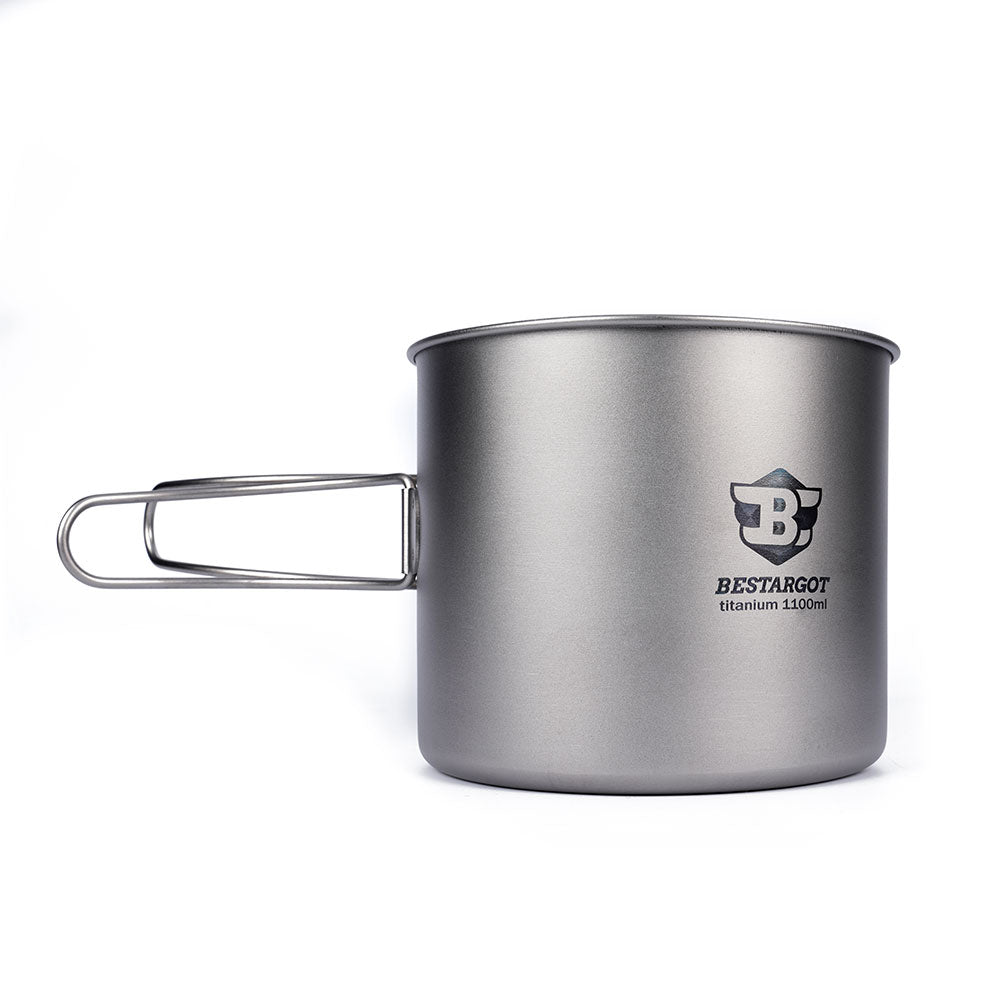 Camping Cookware Set Stainless Steel, 4-Piece Camping Pot Pan Set, 600ml and 900ml, Foldable and Stackable