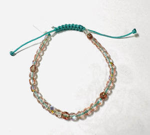 Adjustable Friendship Bracelet/6-8 MM Glass Friendship Bracelet/Faceted Bead Bracelet - Janine Design