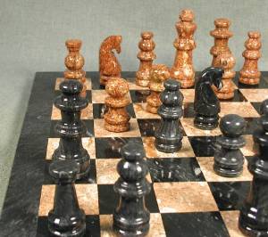 black and tan marble chess set