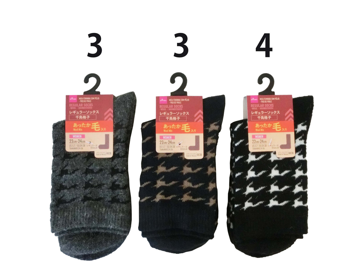 Regular Socks -Ladies - Wool - Houndstooth- – DAISO SINGAPORE