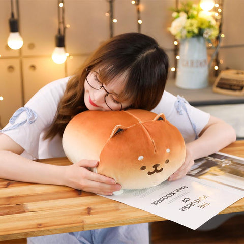cute bread dog pillow